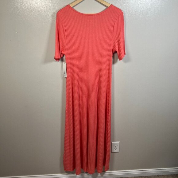 Soft Surroundings Santiago Maxi Dress Size Large Coral Reef Ribbed Vacation - Picture 3 of 10